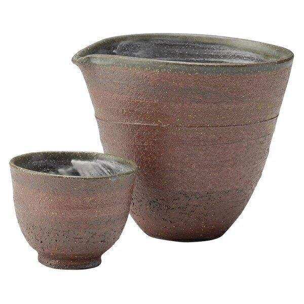 信楽焼 茜冷酒器・ぐい呑セット