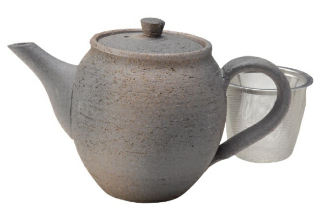 日本製　信楽焼　黒釉ポット