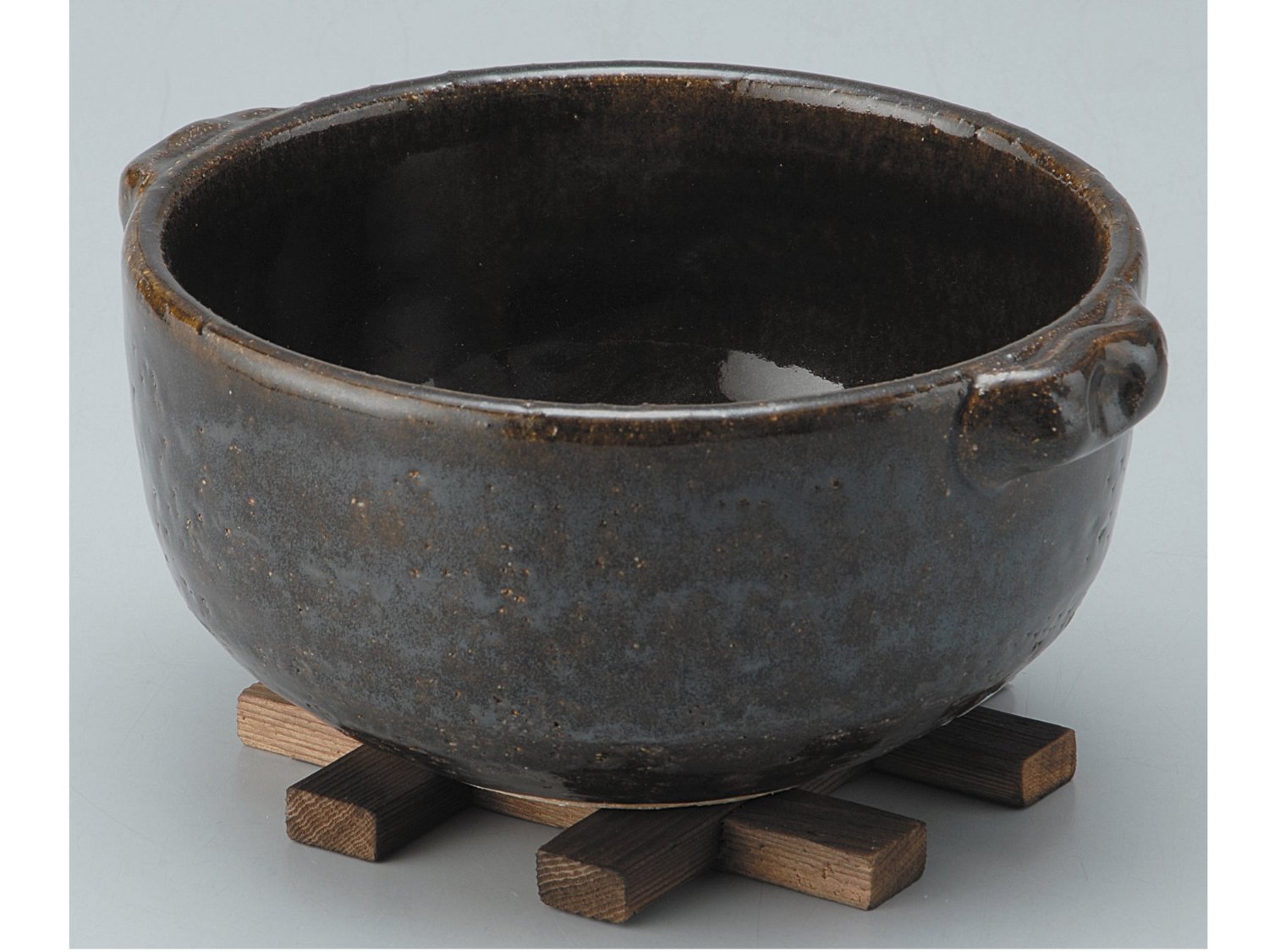 G5-3403　黒飴釉グリル鍋（深）【信楽焼】