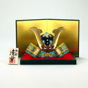 九谷焼 清章 KABUTO 4号兜 錦付 台・敷物・屏風・木札付 10.5×14×9.5cm 化粧箱<端午の節句>