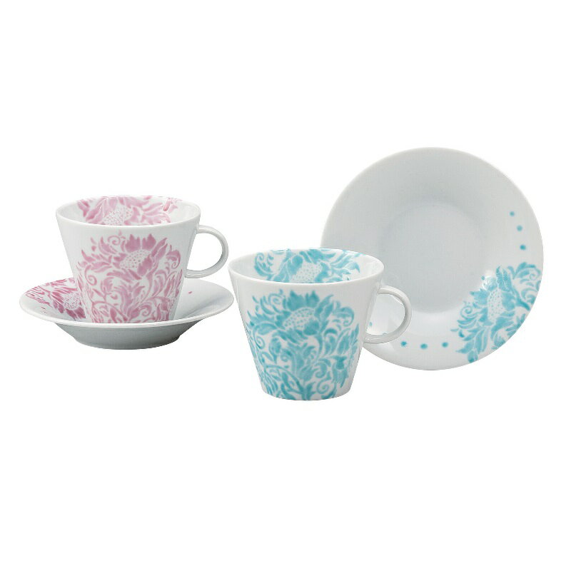 九谷焼 ペアコーヒー カップ＆ソーサー・向日葵紋様 新田智子