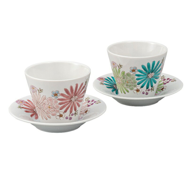 九谷焼 色絵 遊 ペアフリーカップ ・華