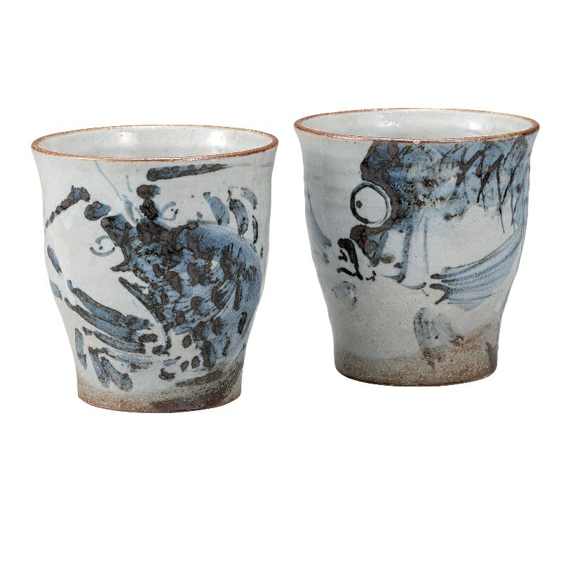 九谷焼 田中正人 ペア焼酎カップ ・海老/鯛