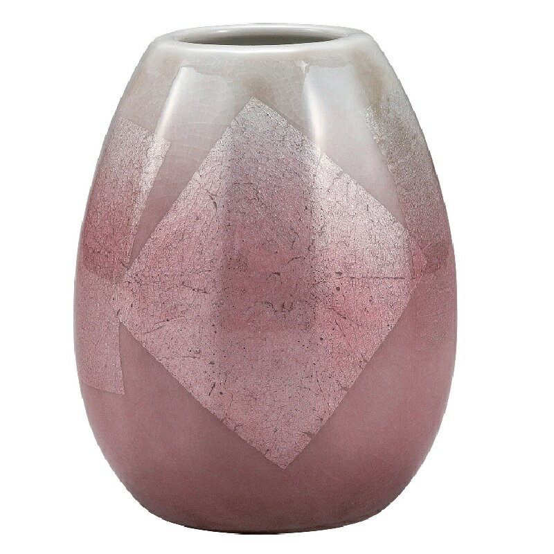 九谷焼 インテリア 花瓶・3.5号一輪生 銀彩（ピンク）