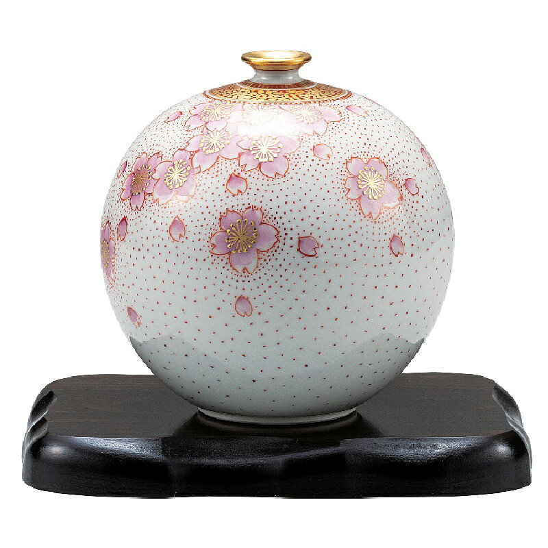 Rakuten - 九谷焼 インテリア 花瓶・ 福田良則 4号花瓶 金襴手桜 台付
