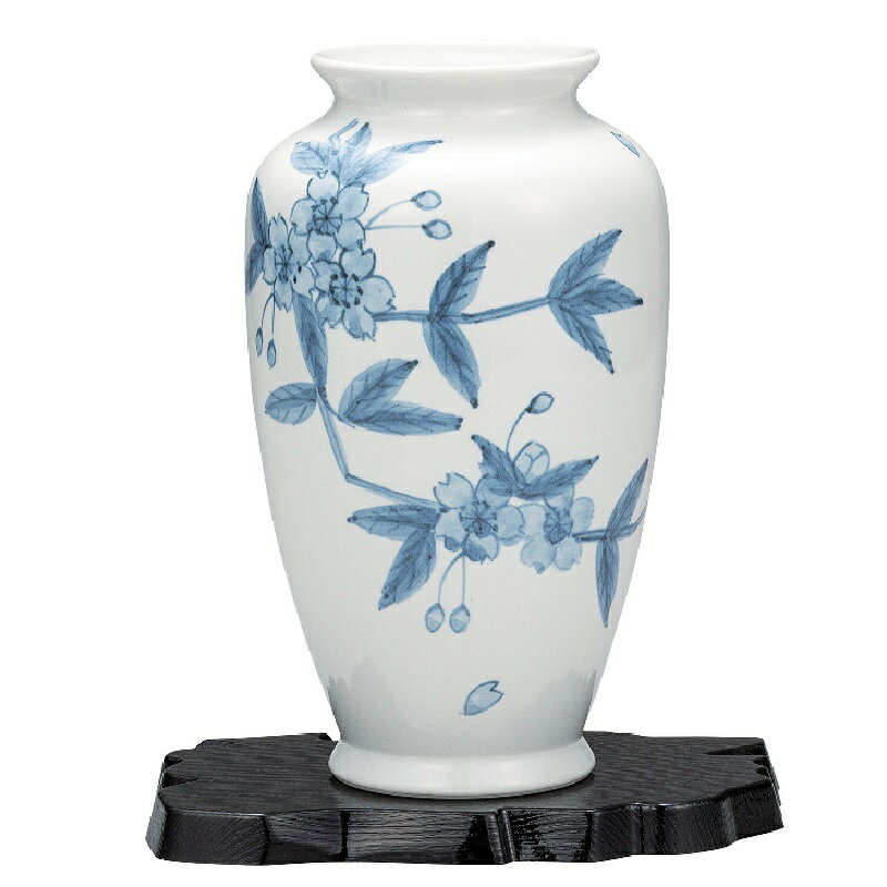 Vases - 九谷焼 インテリア 花瓶・ 寸胴花瓶 8号寸胴花瓶 桜ちらし 台付