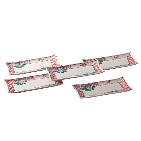 九谷焼 8号皿揃 赤絵山茶花＜九谷焼 和食器 鉢 小鉢 人気 ギフト セット 贈り物 結婚祝い/内祝い/お返し＞