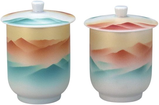 九谷焼　蓋付組湯呑　曙　7.8×10.5cm　化粧箱