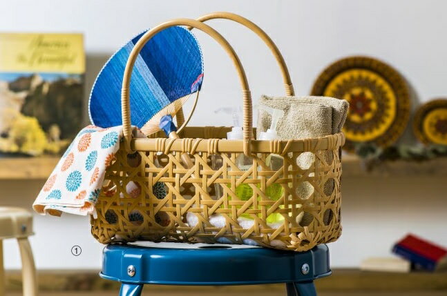 日本製　竹＆籐製　白竹八つ目篭バッグ　サイズ：W35xD17xH30／14cm　長年愛用できる逸品