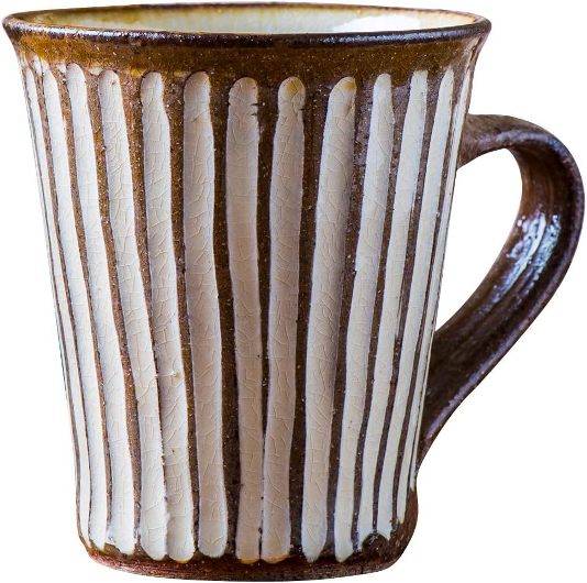 日本製 熊本県 小代焼（しょうだいやき）マグカップ 象嵌B