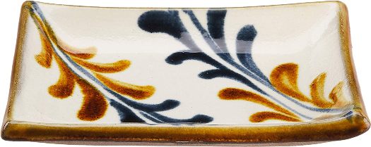 沖縄の焼き物/やちむん デイゴ唐草 長角小皿のサムネイル