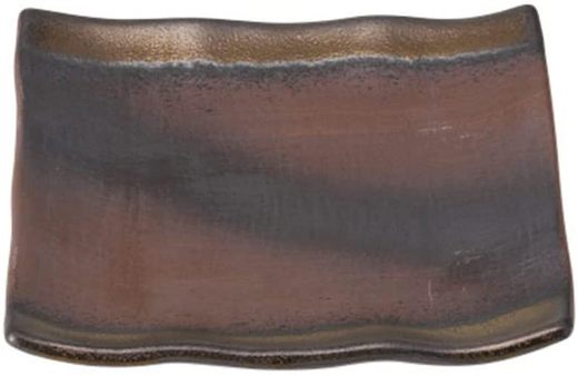 萬古焼　備前金彩　5号正角皿　サイズ：15.8×15.8×2cm
