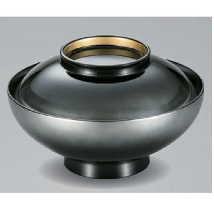 越前漆器・越前塗 漆遊館 吸物椀 平丸小椀 (銀かすみ 立金)