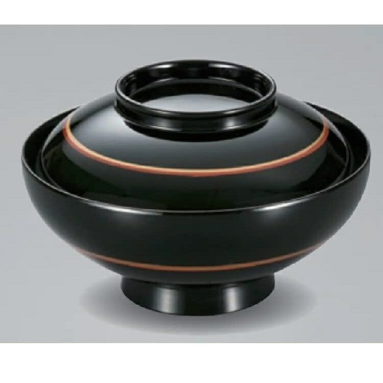 越前漆器・越前塗 漆遊館 吸物椀 平丸小椀 (ライン重ね)