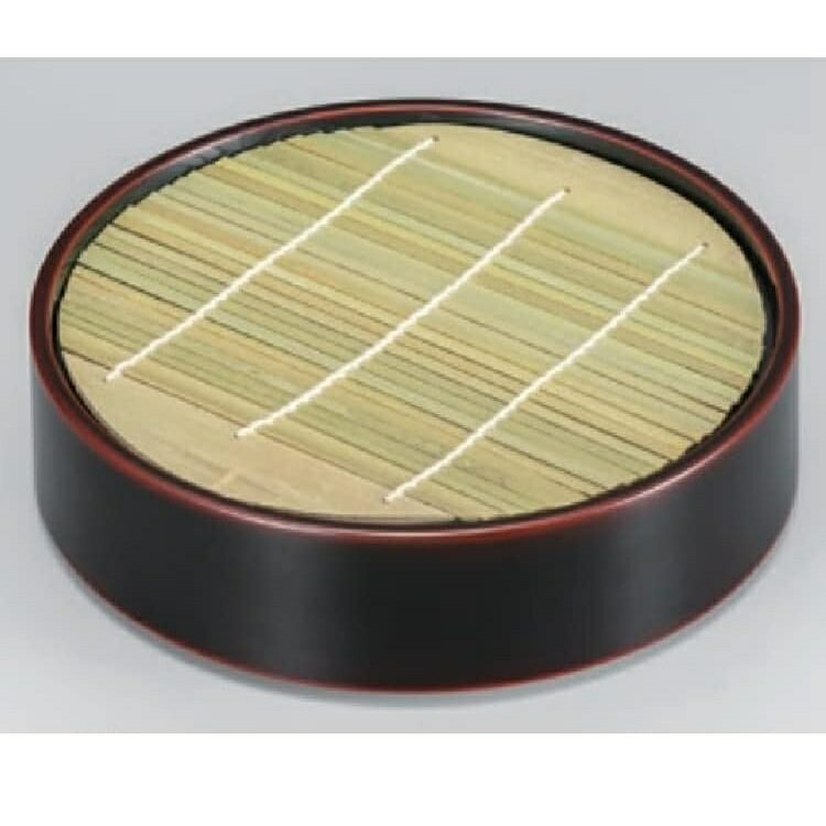 越前漆器・越前塗 漆遊館 丸ざる (竹丸す付) 溜