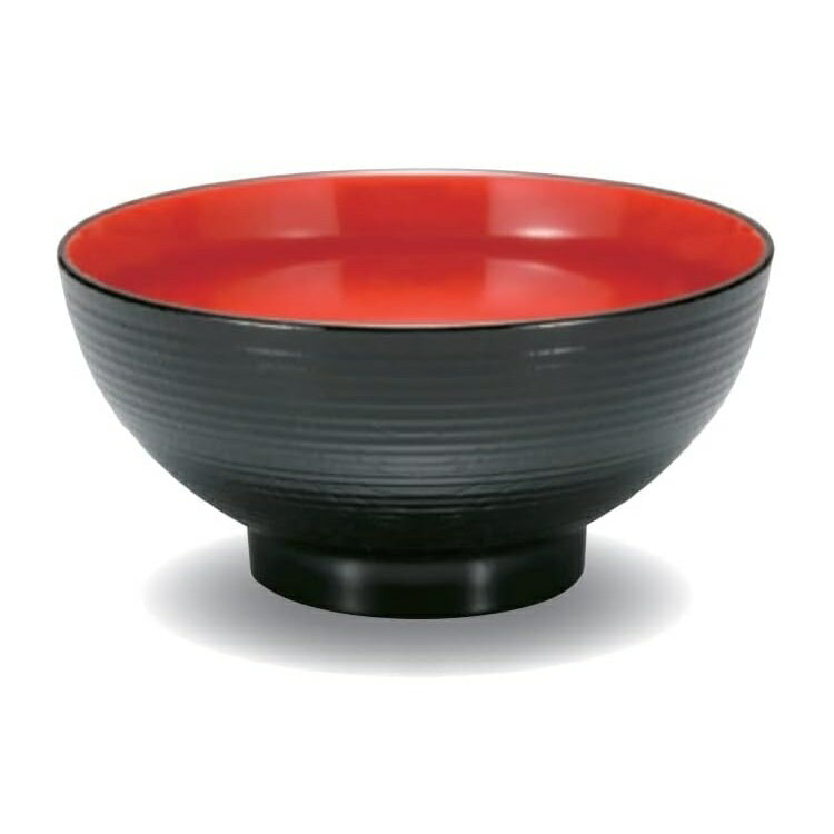 越前漆器・越前塗 漆遊館 黒内朱 木目乱筋丼