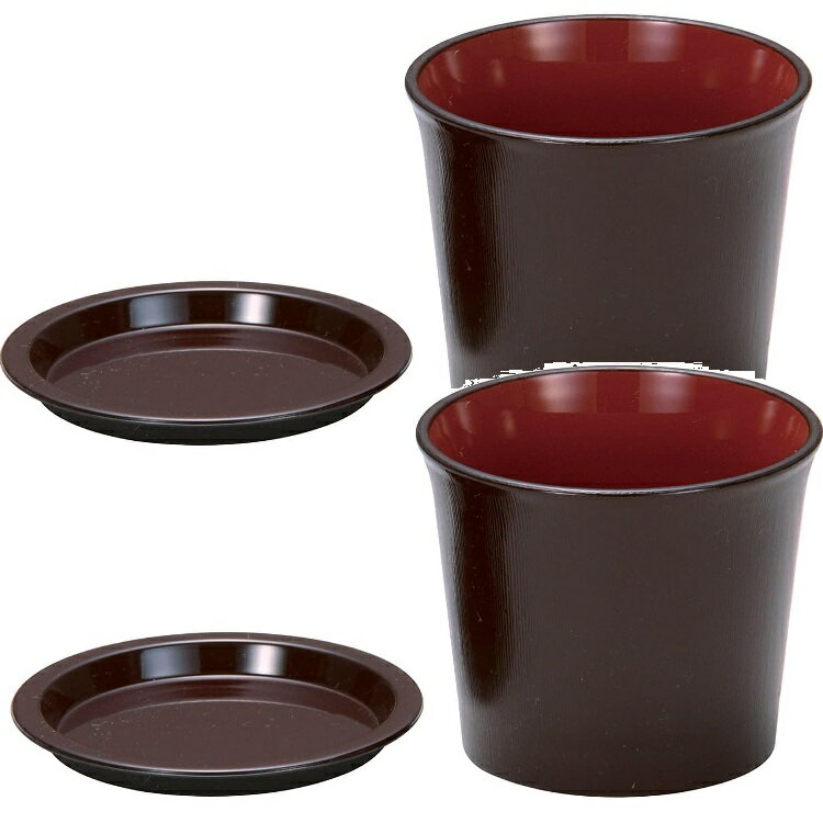 越前漆器・越前塗 漆遊館 新溜内朱 竹形猪口 つゆ入・薬味入(2set組)