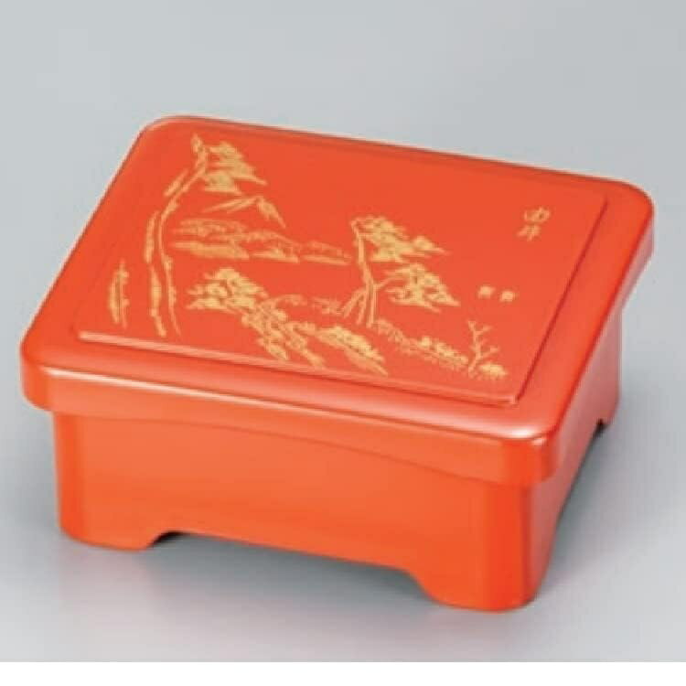 越前漆器・越前塗 漆遊館 うな重・丼重 総朱 由井 段蓋 足付丼重