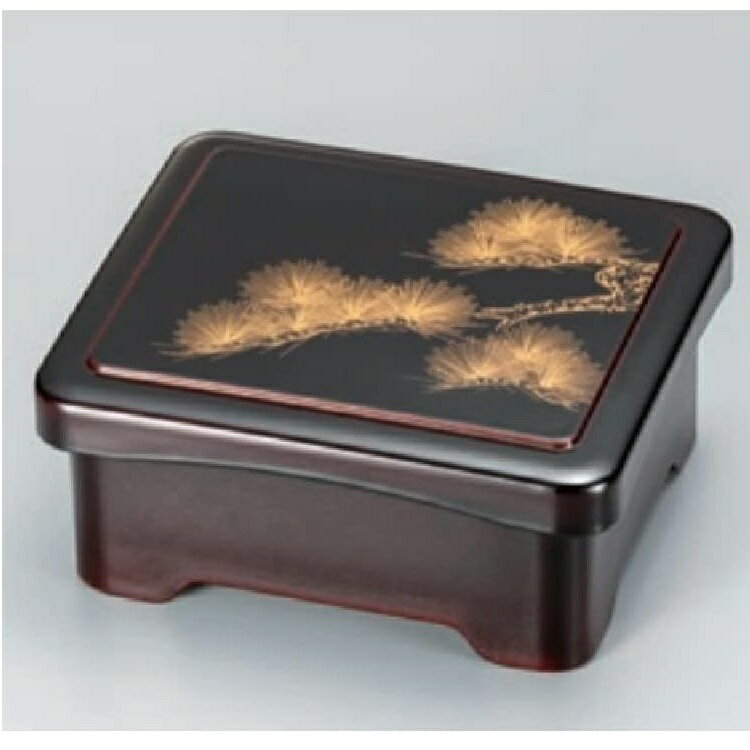 越前漆器・越前塗 漆遊館 うな重・丼重 溜内朱 老松 段蓋 足付丼重