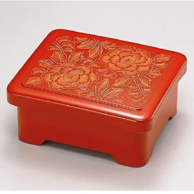 越前漆器・越前塗 漆遊館 うな重・丼重 総朱 牡丹沈金 段蓋丼重