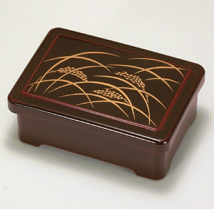 越前漆器・越前塗 漆遊館 うな重・丼重 溜内朱 稲穂 特大丼重 (親爪有)