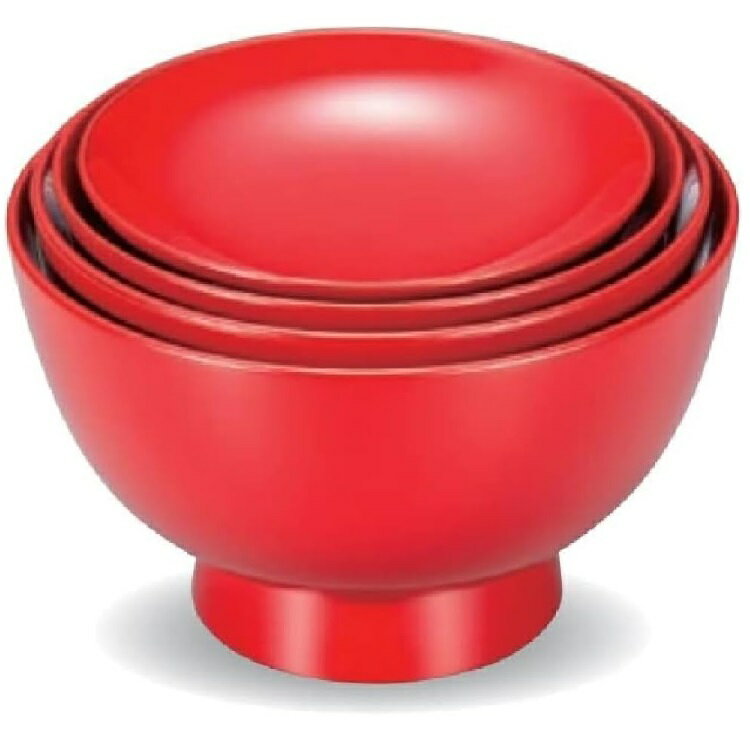 越前漆器・越前塗 漆遊館 四つ椀 (総朱)