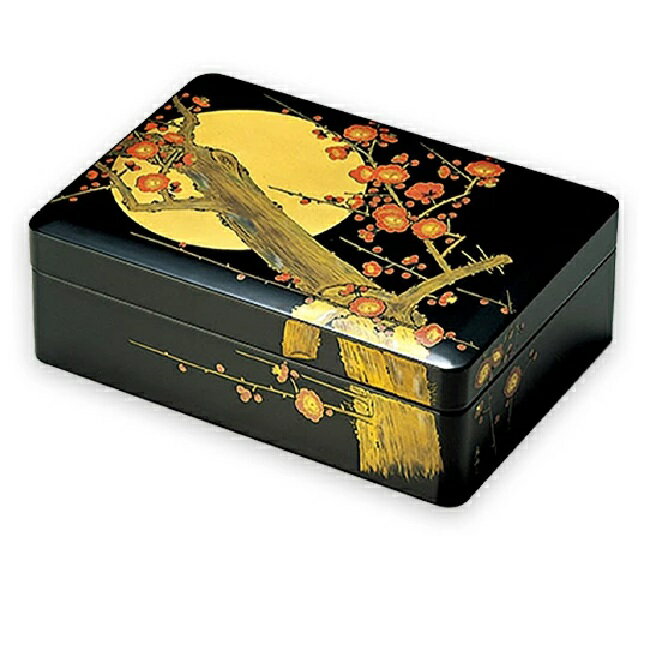 越前漆器・越前塗 雅乃 月に紅梅 合口文庫 黒 (日展作家 冨田立山作)
