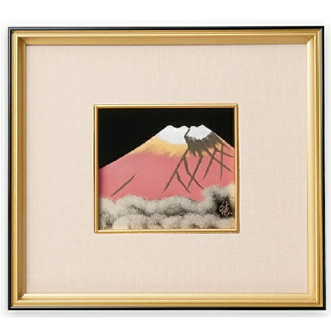 越前漆器・越前塗 雅乃 漆額 赤富士 パネル (伝統工芸士 山本 勝作)