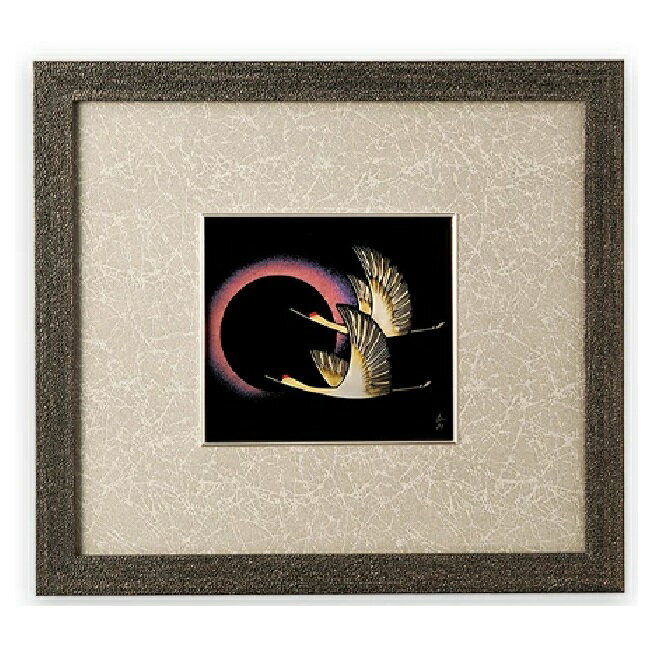 越前漆器・越前塗 雅乃 陶額 日の出鶴 パネル (日展作家 冨田立山作)