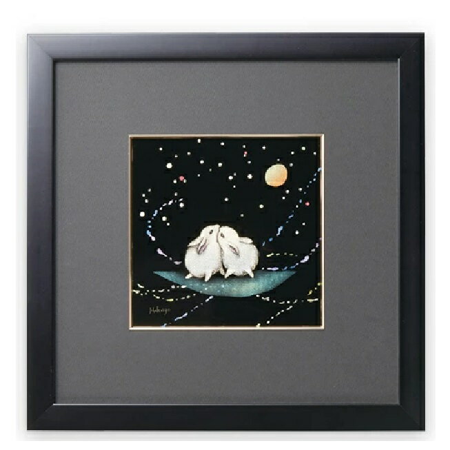 越前漆器・越前塗 雅乃 漆額 幸運の月うさぎ パネル (高野博代作)