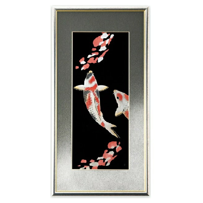越前漆器・越前塗 雅乃 陶額 彩り鯉 パネル (日展作家 冨田立山作)