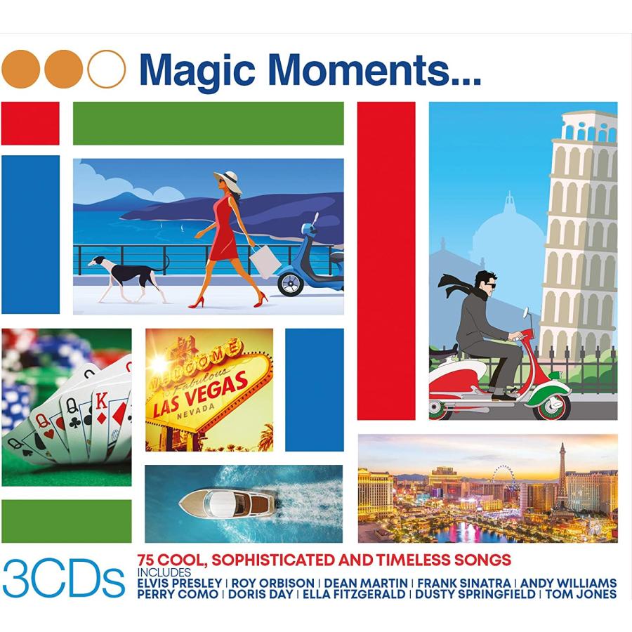 洋楽 オムニバス コンピレーション 50年代 60年代 バー ラウンジ BGM CD アルバム MAGIC MOMENTS 3枚組 輸入盤 フランクシナトラ アレサフランクリン ジュリーロンドン デイブブルーベック TAKE FIVE エラ フィッツジェラルド サマータイム ルイアームストロング