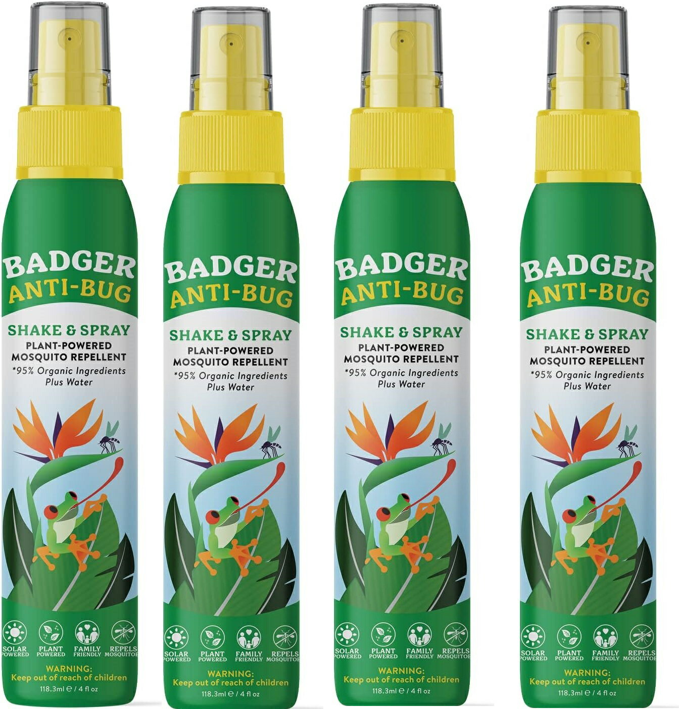 「お得な4本セット」Badger Company認定オーガニック＆100％ナチュラル肌スプレー シェイク＆スプレー118.3ml×4本