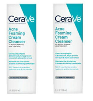 「お得な2個セット」CeraVe 社アクネケア 洗顔フォーム156g×2個 Acne Foaming Cream Cleanser 5 Oz×2 By Cerave 洗顔クリーム 洗顔料 毛穴 アクネ スキンケア ニキビケア にきび 毛穴ケア 思春期 大人ニキビ 角栓 コスメ 洗顔せっけん 肌荒れ セラヴィ