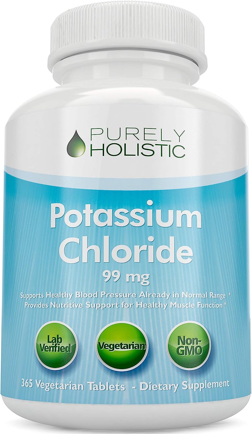 楽天キューパンダPurely Holistic 社 塩化カリウム サプリメント365粒入り1粒あたり99mg配合 Potassium Supplement 365 Tablets 1 Year Supply - Potassium Chloride 99mg Tablets - Supports Healthy Blood Pressure & Muscle Function - Vegetarian and Non GMO