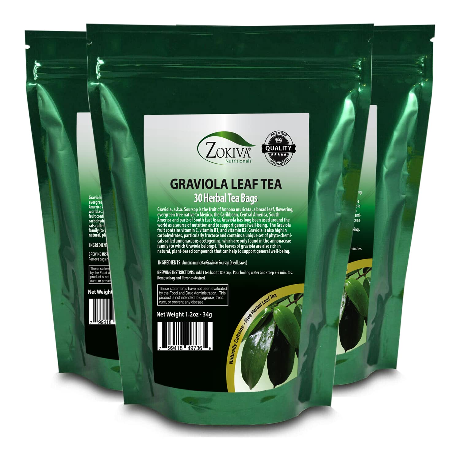 「お得な3袋セット」Zokiva Nutritionals社グラビオラ ティーグラビオラ茶30パック×3袋(グラヴィオラ グラビオーラ グアナバナ アンノナ ムリカータ )