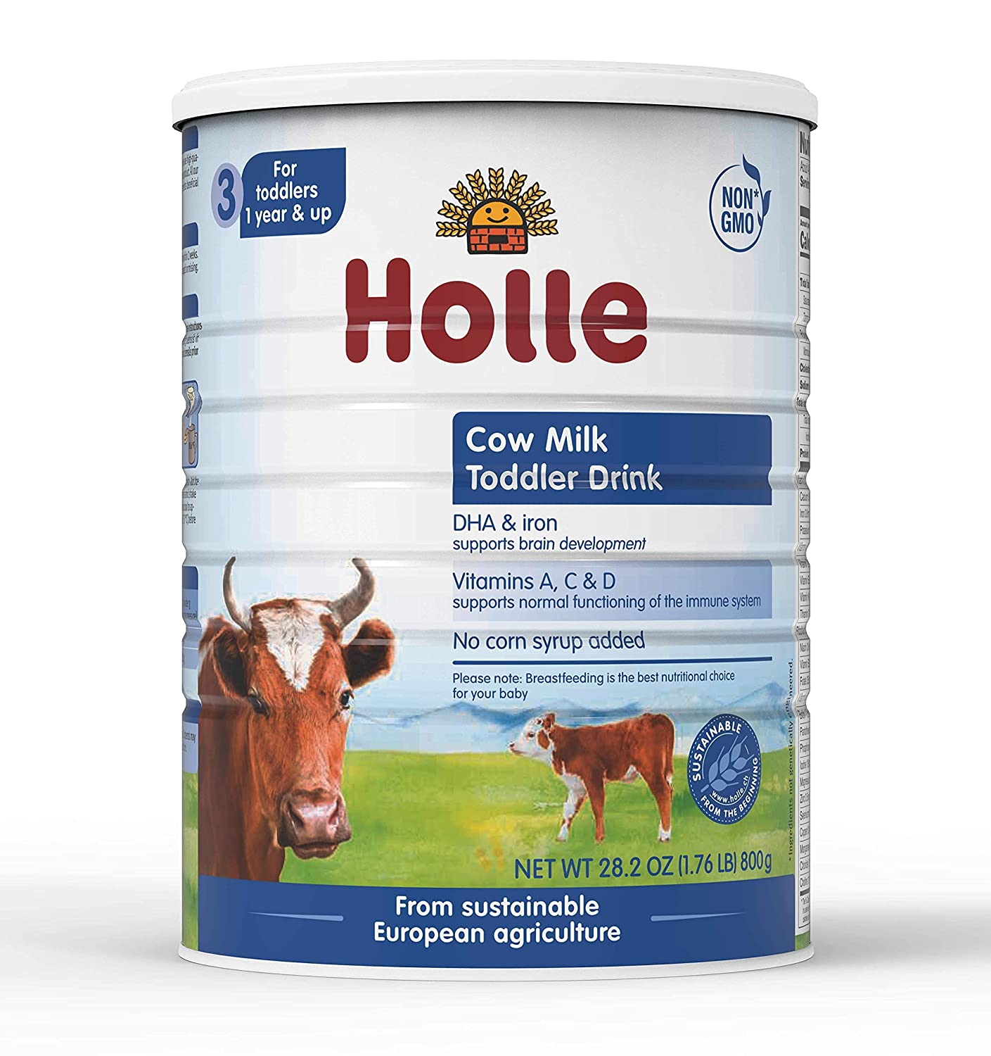 Holle Non-GMO European Whole Milk Toddler Drink with DHA for Healthy Brain Development 1 Year & Up