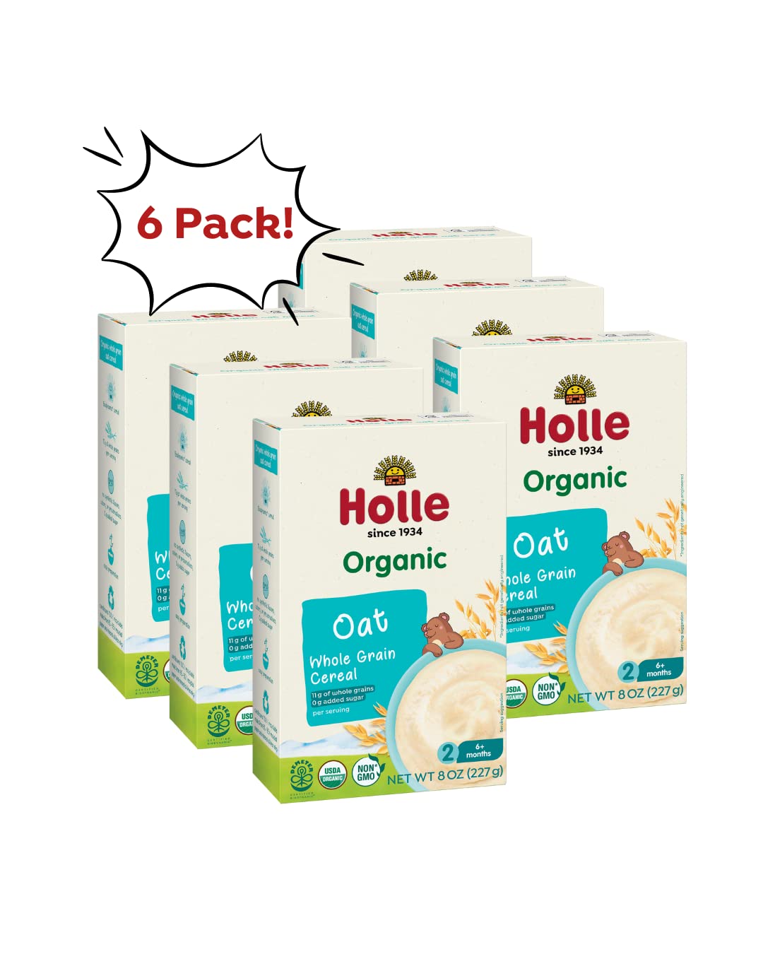 Holle社「お得な6箱セット」Holle社 Organic Wholegrain Oat Cereal 8 OZ 227g×6箱