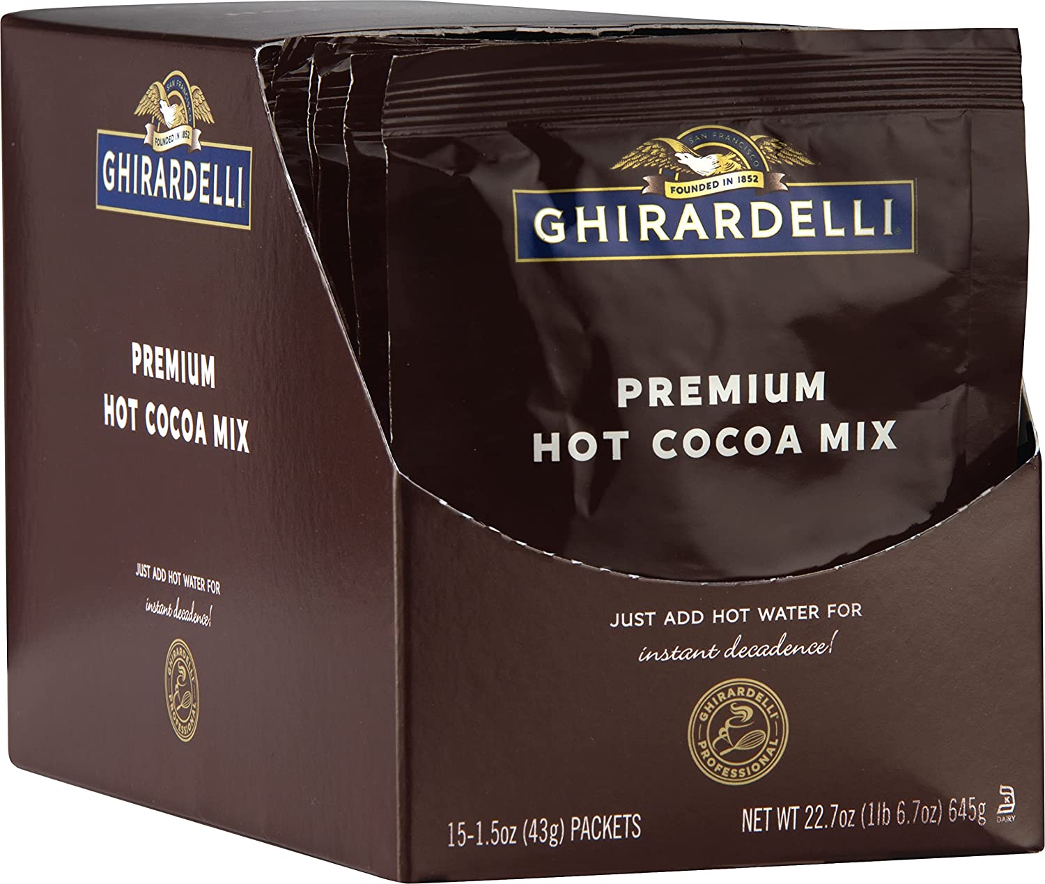 ギラデリ社 プレミアム ホット ココア エンベロープ リッチ チョコレート 22.7 オンス (43g×15 パック)Ghirardelli Premium Hot Cocoa Envelopes, Rich chocolate, 22.7 Ounce (Pack of 15)