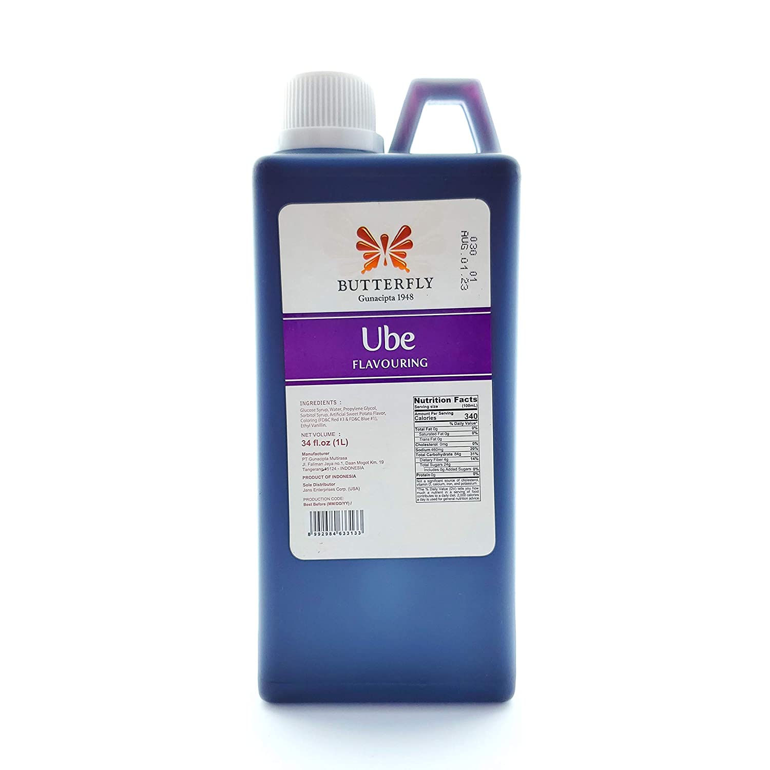 Ube Purple Yam Flavoring Extract Restaurant Size by Butterfly 1 Liter, 34 Fl. Ounce1リットル 1