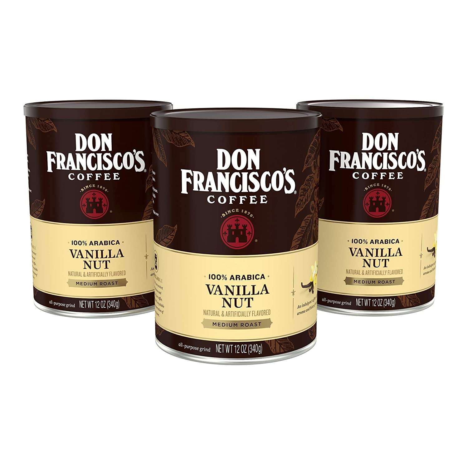 「お得な3個セット」SAN FRANCISCO BAY社 ドン フランシスコ バニラナッツ 味 グラウンド コーヒー (3 x 340g)コーヒーメーカー ドリップコーヒーを使用 挽いたコーヒー豆 Don Francisco's Vanilla Nut Flavored Ground Coffee (3 x 12 oz Cans)