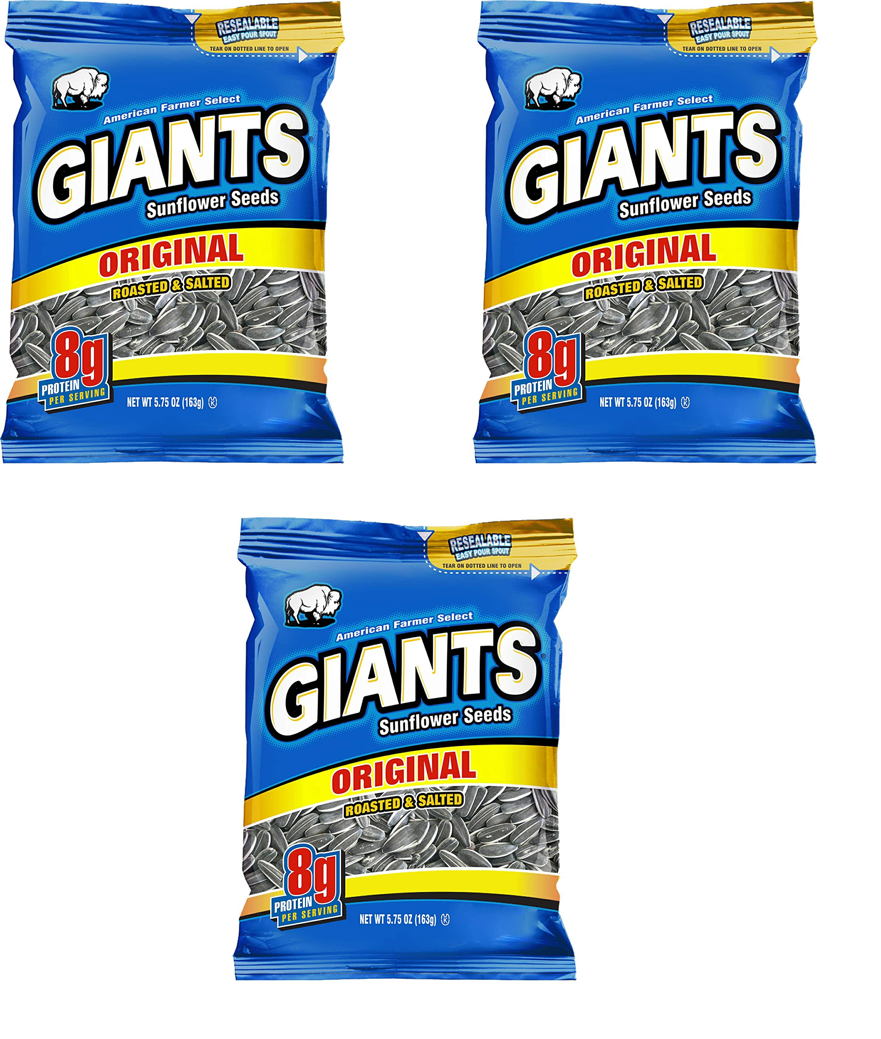 㥤ȱҤҥޥμ35.75󥹤ޡ Unknown GIANTS Salted Sunflower Seeds (3 - 5.75 oz. Bags) GIANTS Original Salted Jumbo Sized Sunflower Seeds 5.75-Ounce Bags (Pack of 3)