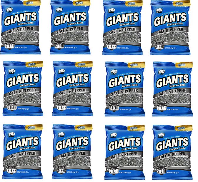 「お得な12袋セット」ソルト＆ペッパー風味のジャイアントヒマワリの種（5オンスバッグ 12カウント） Salt Pepper Flavored GIANTS Sunflower Seeds(5 oz bag,12 counts)