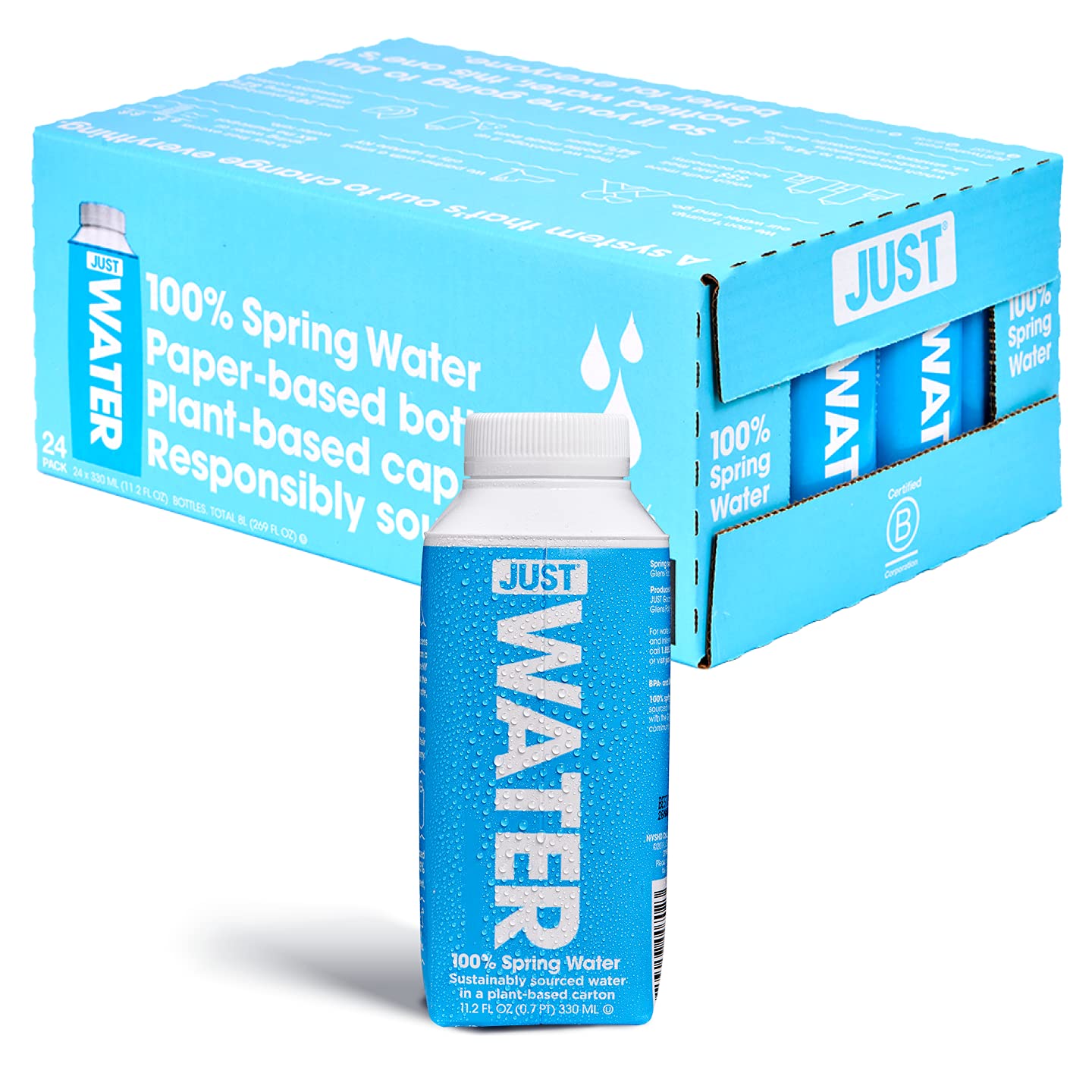楽天キューパンダ「お得な24本セット」JUST Water 天然水100％　天然弱アルカリ性　pH 8.0 BPA フリー 8.0 PH 弱アルカリ性の天然水1本あたり317mlが24本　JUST Water 100％ Spring Water, Naturally Alkaline 8.0 pH Plant-Based　BPA FreeSustainable and FullyRecyclable Pack of 24