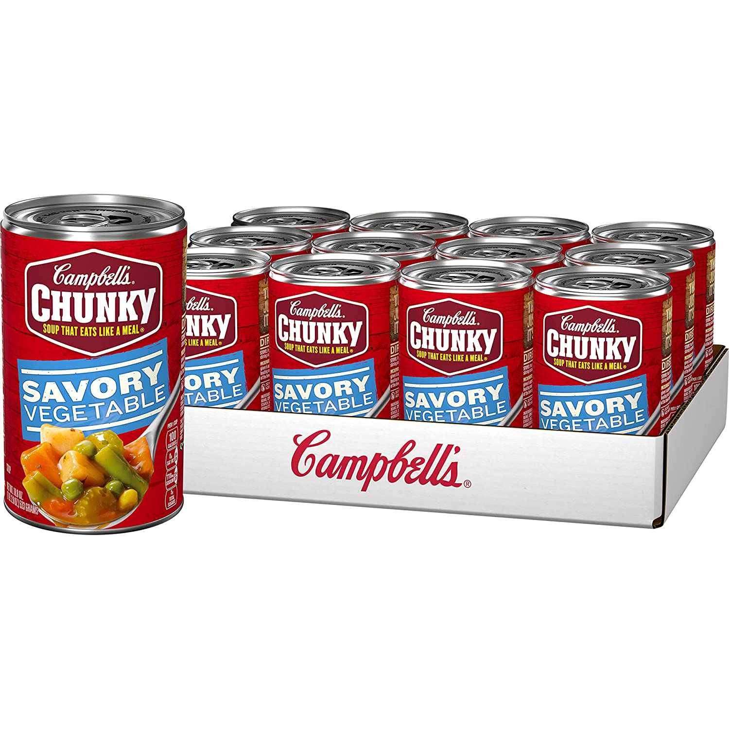 「お得な12個セット」Campbell's Chunky Soup社カントリーベジタブルスープの風味豊かな野菜スープ 533g×12 缶/Savory Vegetable Soup, 18.8 Oz Can 533g×12 can