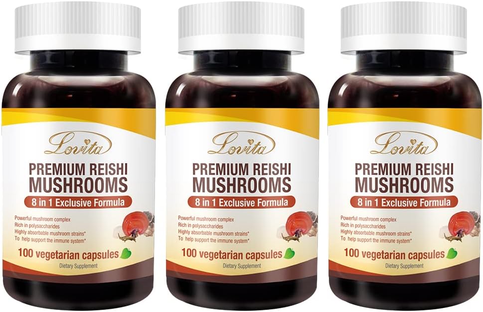 「お得な3本セット」Lovita Mushroom Supplementプレミアム マッシュルームサプリメント,8種類のマッシ..