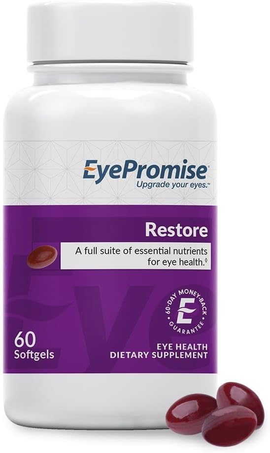 ■お召し上がり方■1日1-2粒を目安にお召し上がりください。EyePromise Restore Supplement - 60 Softgel Capsules Containing Lutein, Vitamin C, Vitamin D, Vitamin E, Omega-3 Fish Oil, and Zeaxanthin - A Patented Complete Eye Health Formula栄養成分: ゼアキサンチン、ルテイン、ビタミンC、ビタミンD、ビタミンE、ビタミンB6、葉酸、ビタミンB12、亜鉛、魚油、アルファリピオ酸、混合トコフェロール、酵素Q10