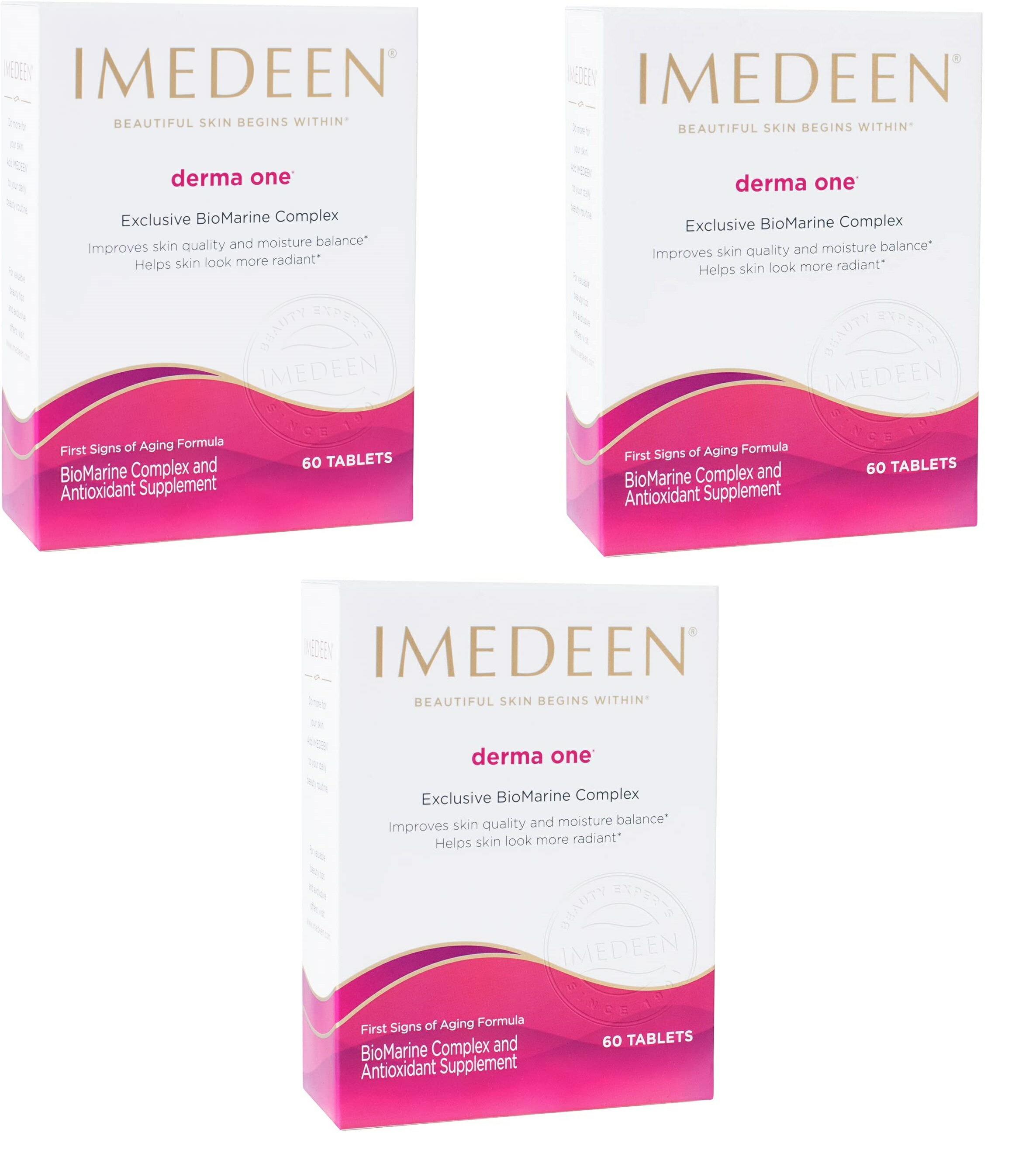 楽天キューパンダ「お得な3箱セット」Imedeen 社 IMEDEEN イミディーン 60粒入り×3箱 ピンク 25歳以上の方向けの肌の美容をサポートするサプリメント