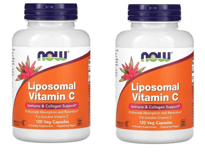 NOW Foods社 リポソーム ビタミンC サプリメント1粒あたり500mg配合120粒×2本 NOW Foods Liposomal Vitamin C 120 Veg Capsules 2bottel