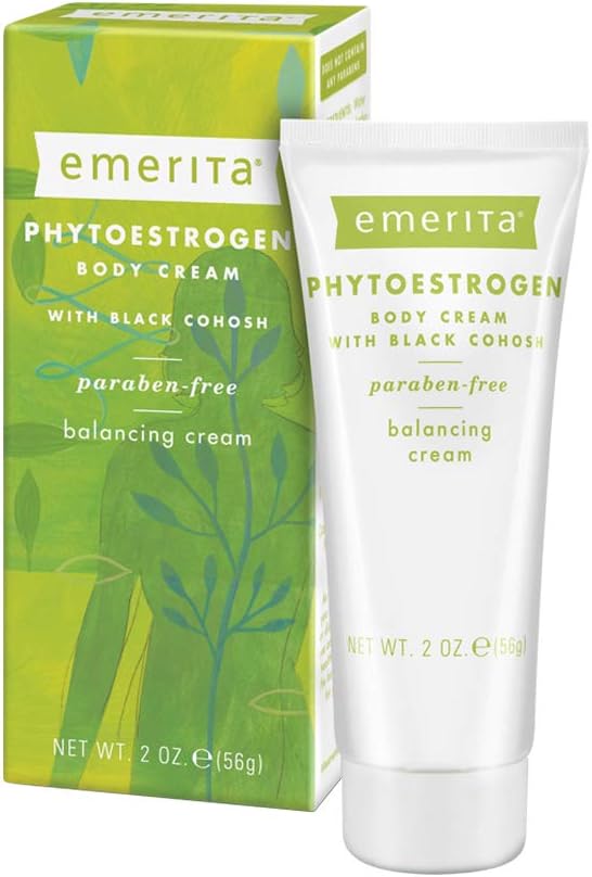 Emerita Phytoestrogen Body Cream For Optimal Balance at Midlife Black Cohosh, Ginseng and Red Clover No Parabens & Vegan 2 oz